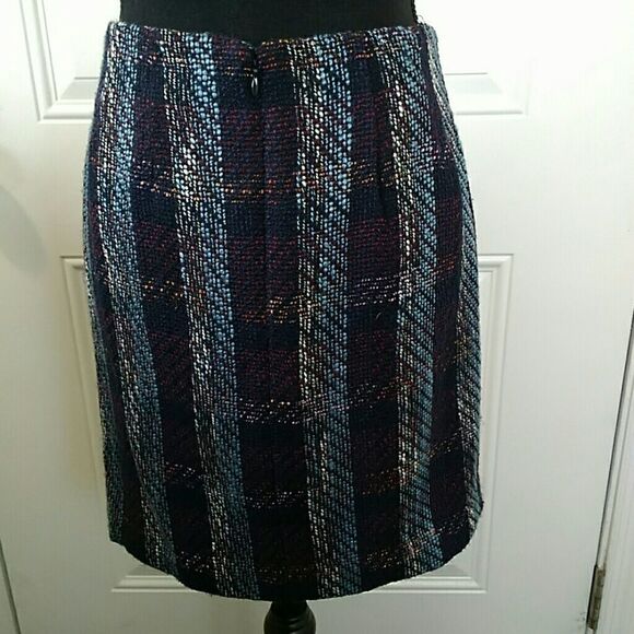 Loft plaid wool blend fully lined skirt - Picture 3 of 6